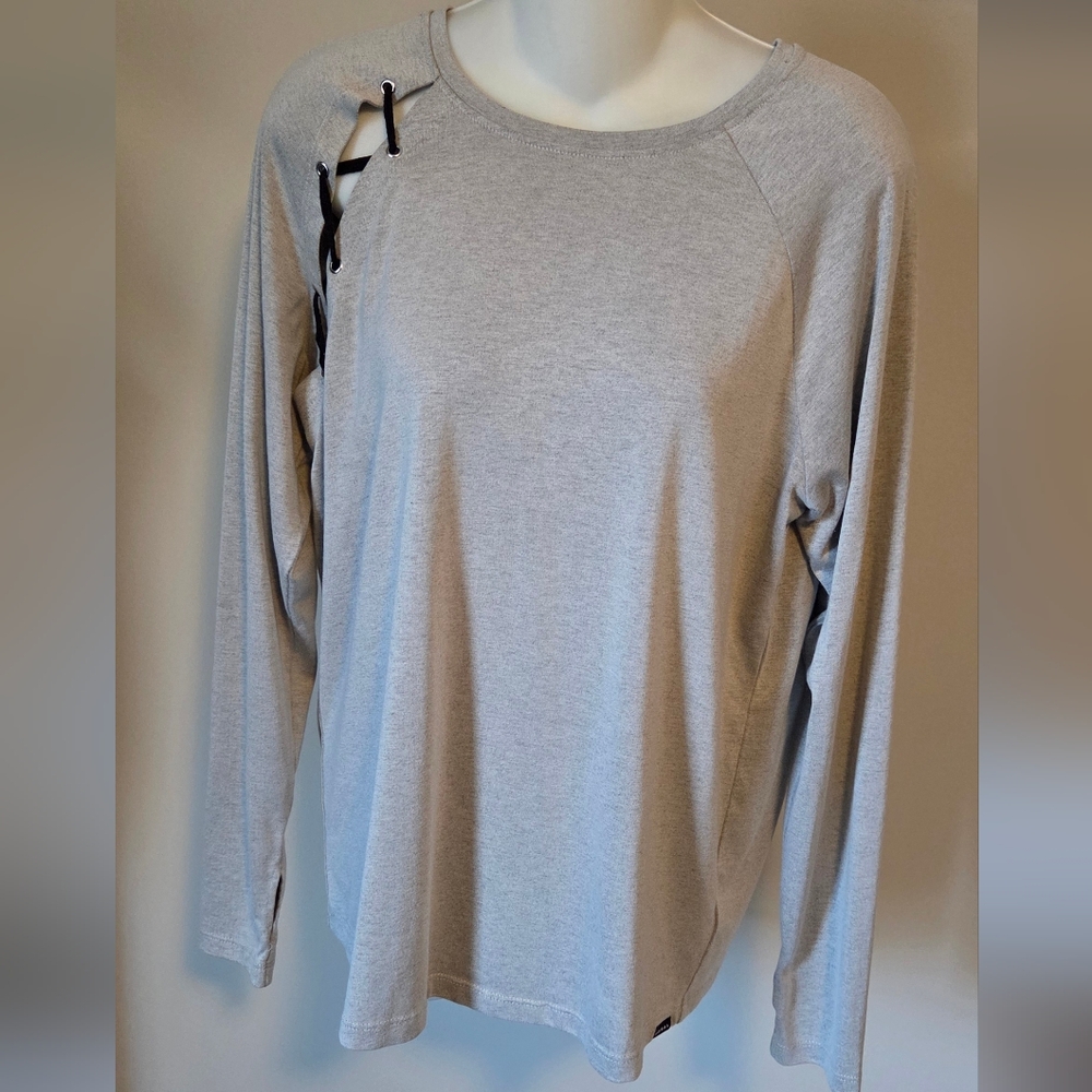 Koral Light Gray Long Sleeve Top with Cutout Detail Medium